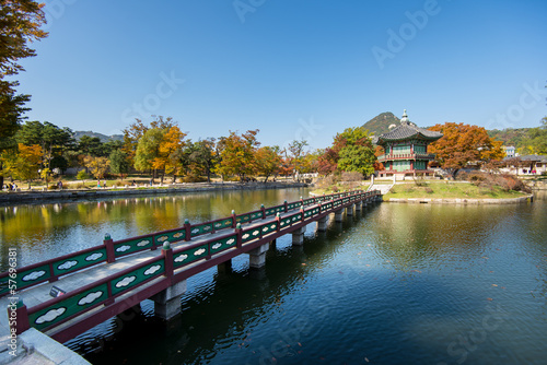 Obraz na płótnie canvas czteroczęściowy "tetraptyk" Pałac gyeongbokgung w Seulu, w Korei