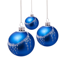 Perfect Blue Christmas Balls Isolated On White