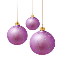 Perfect Lilac Christmas Balls Isolated On White