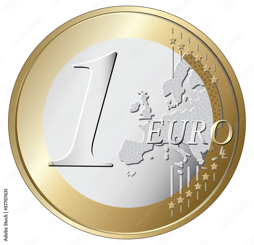 one euro coin vector illustration - obrazy, fototapety, plakaty 