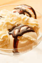 Poster - ice cream with chocolate syrup