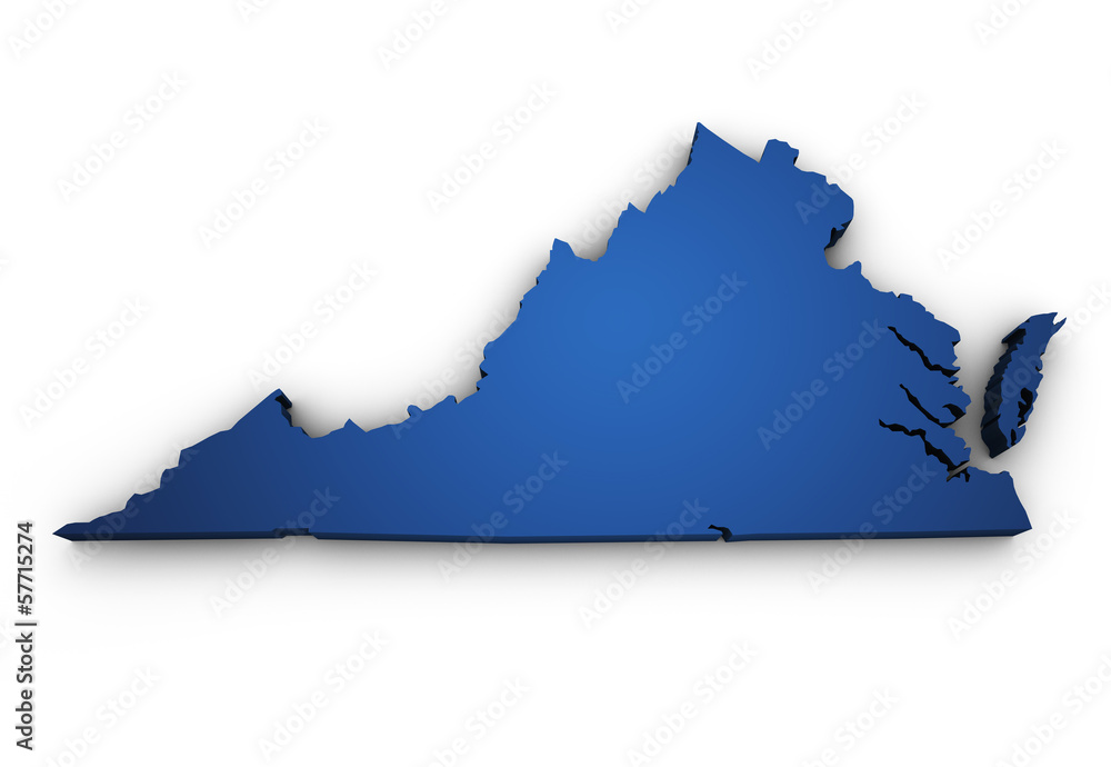 Virginia Map Shape File Map Of Virginia 3d Shape Stock Photo | Adobe Stock