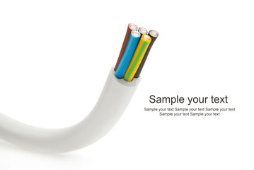 closeup of a electric cable on a white background