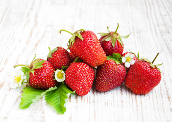 Fresh strawberry with leaves