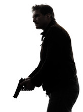 Man Killer Policeman Holding Gun Silhouette