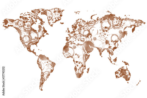 Naklejka - mata magnetyczna na lodówkę World coffee map