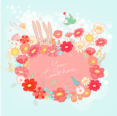Fototapete - Romantic picture with bunnies