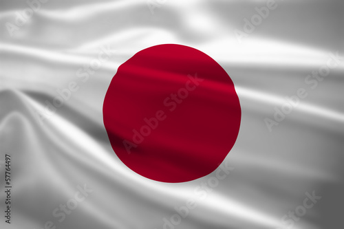 Board z aluminiowym obramowaniem Flaga Japonii wiejący wiatr