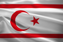 Turkish Republic Of Northern Cyprus Flag Blowing In The Wind