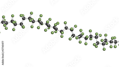 Fotografía Polytetrafluoroethylene (PTFE) polymer, chemical structure