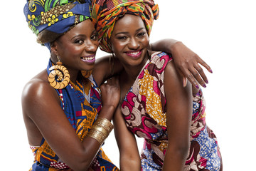 beautiful african fashion modesl in traditional dress.