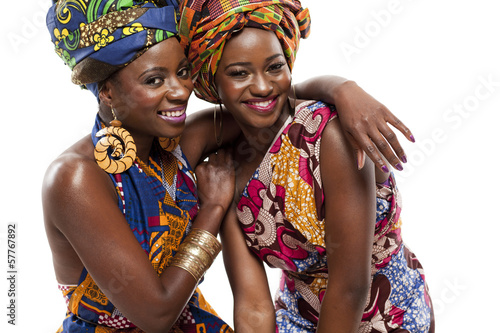 Fototapeta na wymiar Beautiful African fashion modesl in traditional dress.