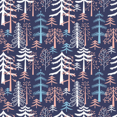 Fototapete - Fir trees seamless pattern