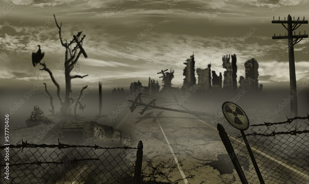 The illustration on the theme of the apocalypse - obrazy, fototapety, plakaty 