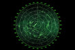 Modern radar screen with green round map