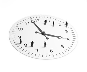 Wall Mural - tiny people standing around a clock