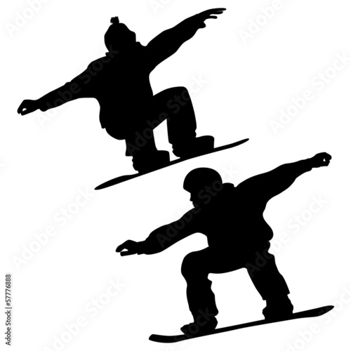 Obraz w ramie Collection. Snowboarder And A Skier