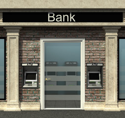 facade of a bank with automated teller machine