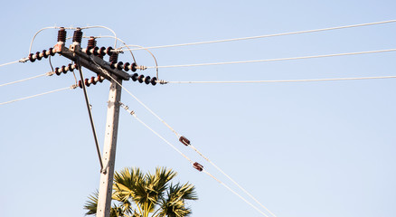 Electricity post on nice sky