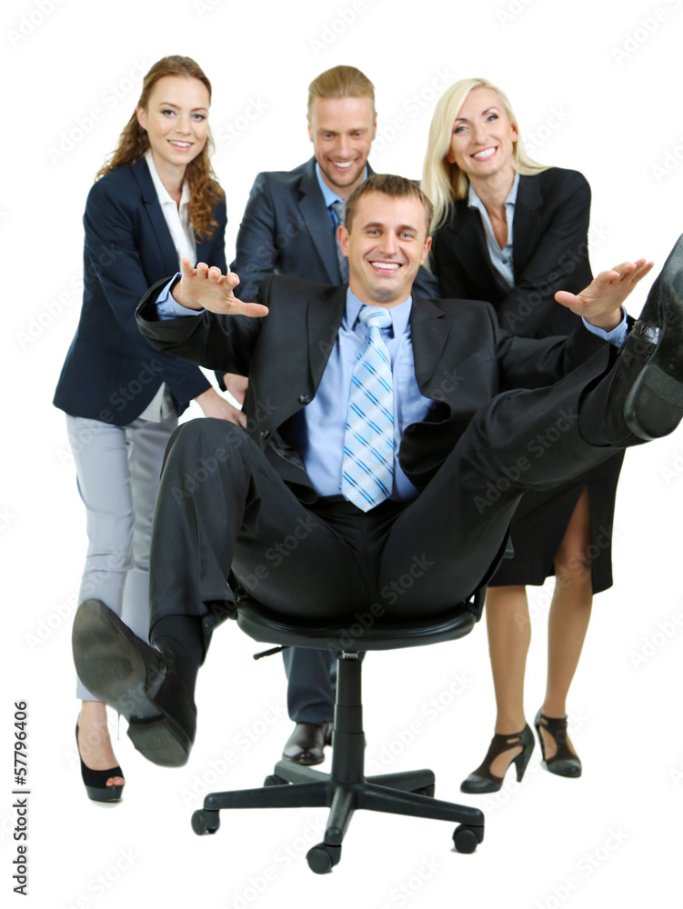 Group of business people isolated on white