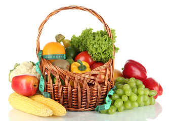 Fototapete - Fresh vegetables isolated on white
