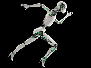 Wall Mural - robot android women running