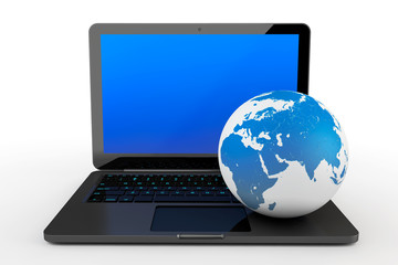 Aufkleber - Laptop computer with Earth Globe
