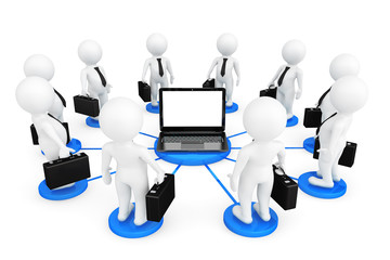 Aufkleber - 3d person businessmans around Laptop