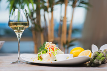 Steamed fillet of sea bass