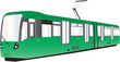 A Modern Green Electric Tram or Trolley Car