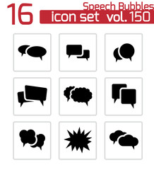 Wall Mural - vector black speech bubble icons set