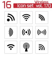 Wall Mural - vector black wireless icons set