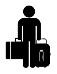 Wall Mural - Homme avec un biberon dans sa valise