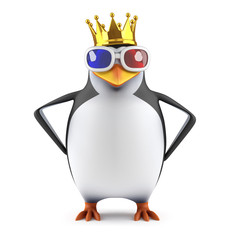 Fototapete - Penguin is king of the 3d movies
