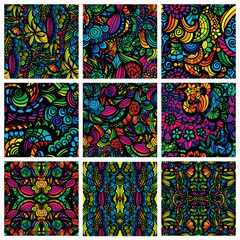 Wall Mural - Hand-drawn seamless patterns may be used as background.