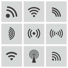 Wall Mural - vector black wireless icons set