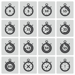 Wall Mural - vector black stopwatch icons set