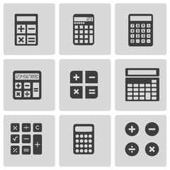 Wall Mural - vector black calculator icons set
