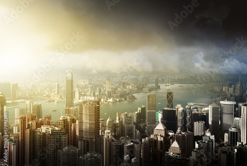 Naklejka samoprzylepna Hongkong wyspa od szczytu Wiktorii