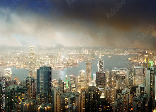 Naklejka samoprzylepna Hongkong wyspa od szczytu Wiktorii