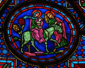 Papier Peint - Holy Family at Christmas - Stained glass