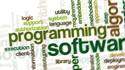 Animation of tag cloud related to software development