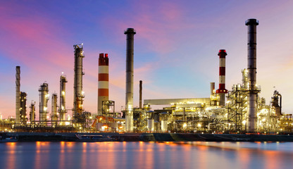 Wall Mural - Oil refinery industrial plant at night