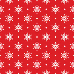 seamless red pattern with snowflakes.