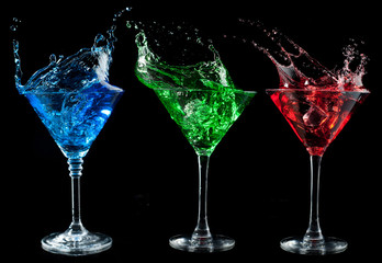 Wall Mural - Alcoholic cocktails set - red, green, blue.