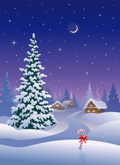 Wall Mural - Christmas village vertical