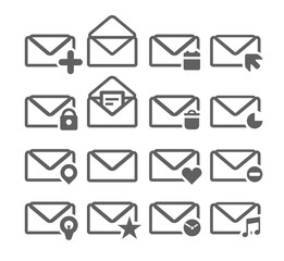Poster - Collection of different mailing web icons isolated on white