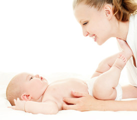 Fototapete - happy mother with baby