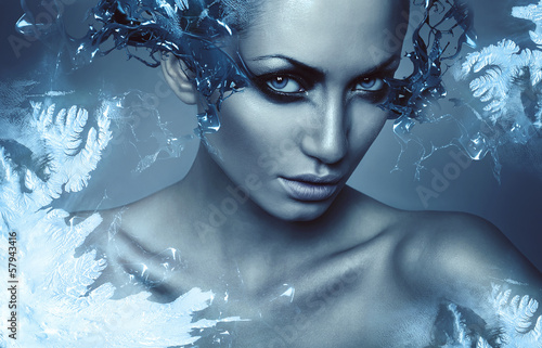 Fototapeta do kuchni cold winter woman with splash on eyes