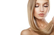 © julenochek - Woman with long straight blond hairs isolated